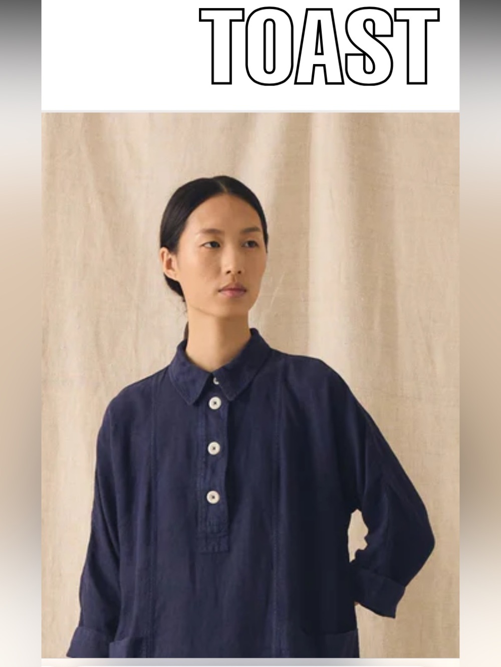 TOAST Garment & Hand Dyed in India 100% Cotton Tunic Shirt Dress with Pockets 12